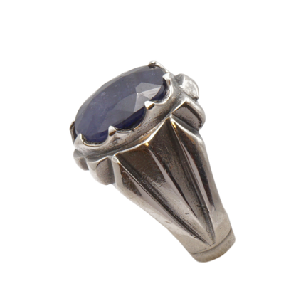 925 Silberring mit echtem Saphi r- Handarbeit