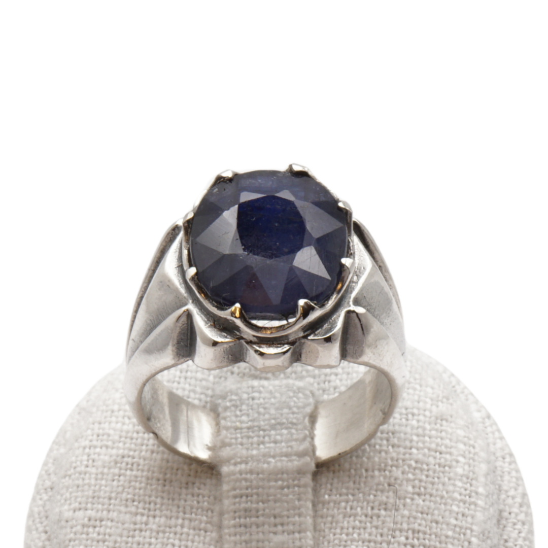 925 Silberring mit echtem Saphi r- Handarbeit