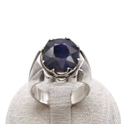 925 Silberring mit echtem Saphi r- Handarbeit