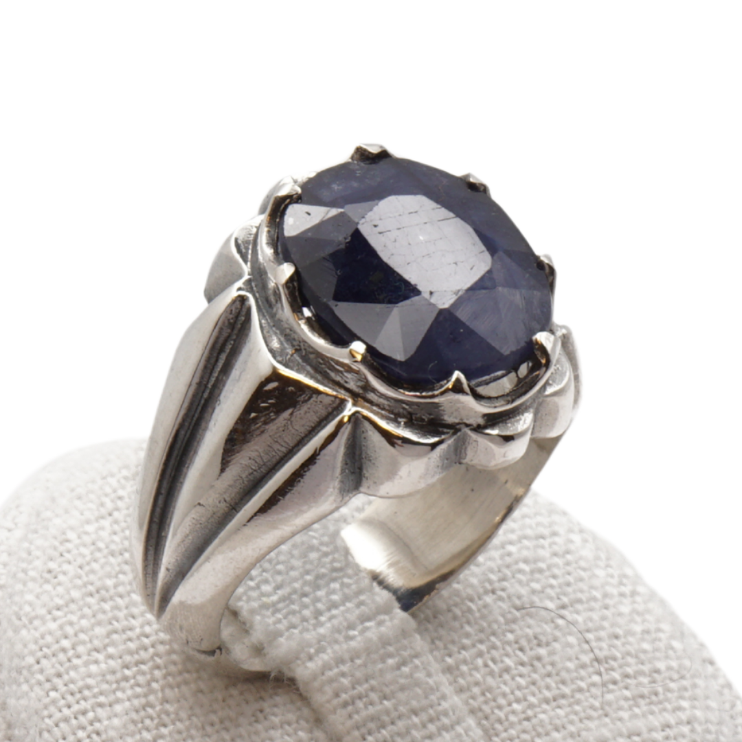 925 Silberring mit echtem Saphi r- Handarbeit