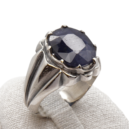 925 Silberring mit echtem Saphi r- Handarbeit