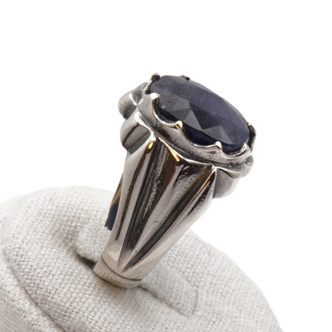 925 Silberring mit echtem Saphi r- Handarbeit