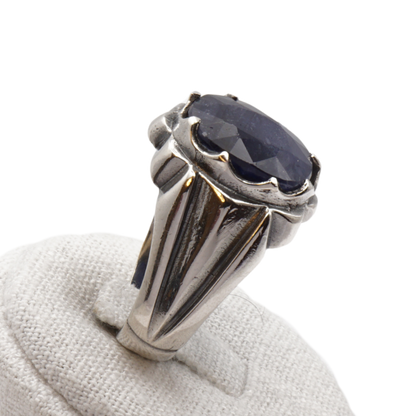 925 Silberring mit echtem Saphi r- Handarbeit