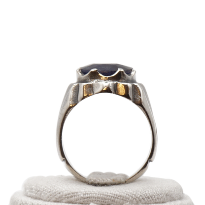 925 Silberring mit echtem Saphi r- Handarbeit