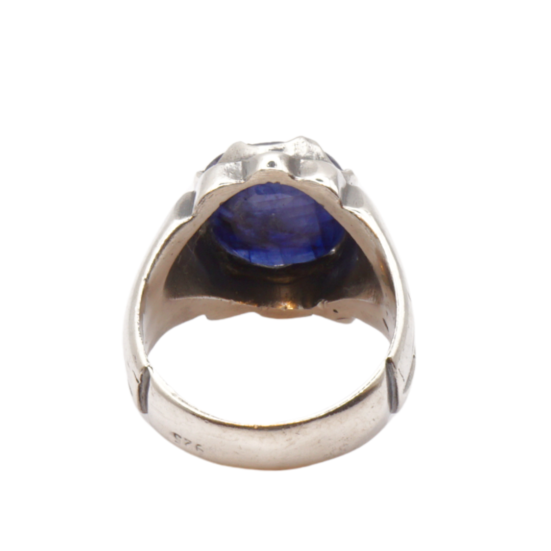 925 Silberring mit echtem Saphi r- Handarbeit