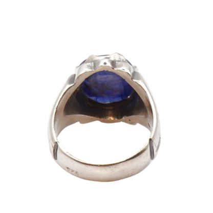 925 Silberring mit echtem Saphi r- Handarbeit