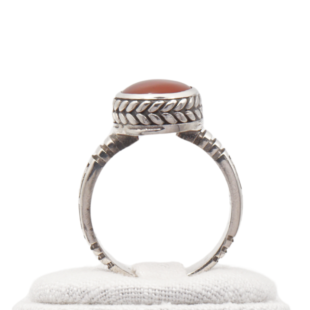 925 Silber Herren Aqeeq Ring Yamani - Jemen-Achat - Handarbeit - Massiv