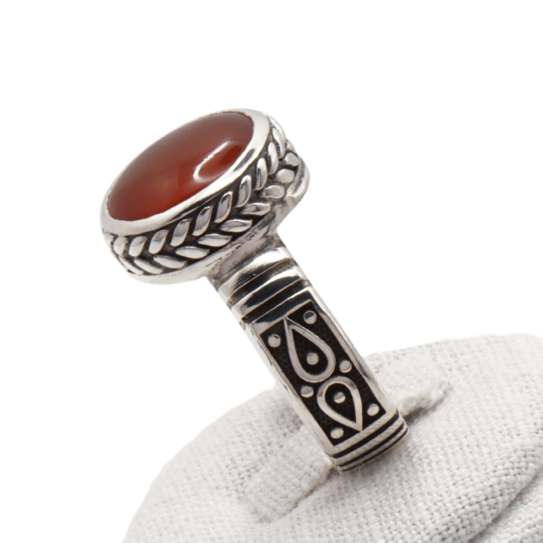 925 Silber Herren Aqeeq Ring Yamani - Jemen-Achat - Handarbeit - Massiv