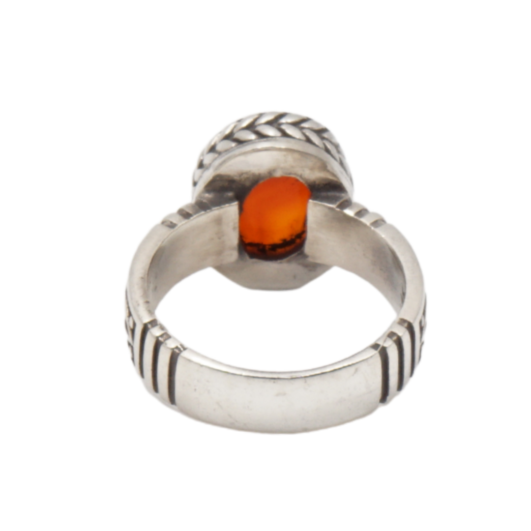 925 Silber Herren Aqeeq Ring Yamani - Jemen-Achat - Handarbeit - Massiv