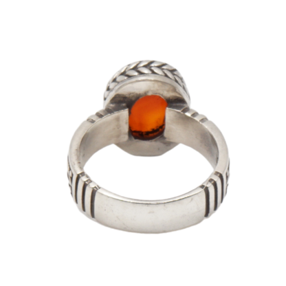 925 Silber Herren Aqeeq Ring Yamani - Jemen-Achat - Handarbeit - Massiv