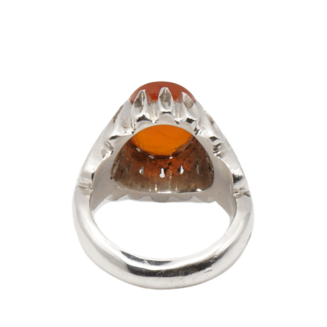 925 Silber Herren Aqeeq Ring Yamani - Jemen-Achat - Handarbeit - Massiv