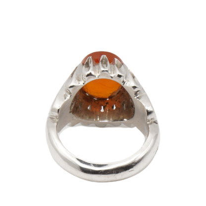 925 Silber Herren Aqeeq Ring Yamani - Jemen-Achat - Handarbeit - Massiv