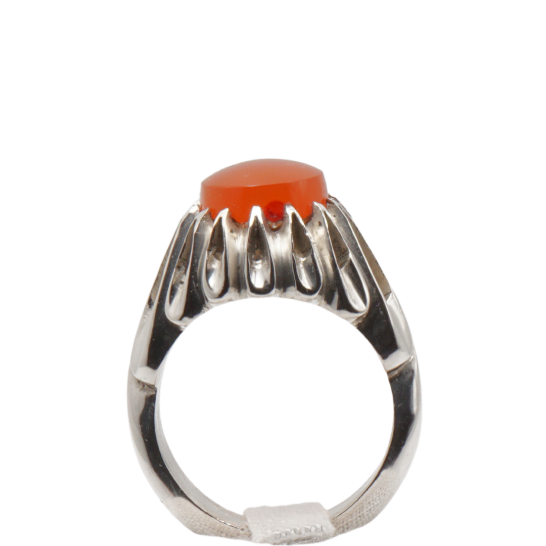 925 Silber Herren Aqeeq Ring Yamani - Jemen-Achat - Handarbeit - Massiv