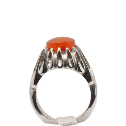 925 Silber Herren Aqeeq Ring Yamani - Jemen-Achat - Handarbeit - Massiv