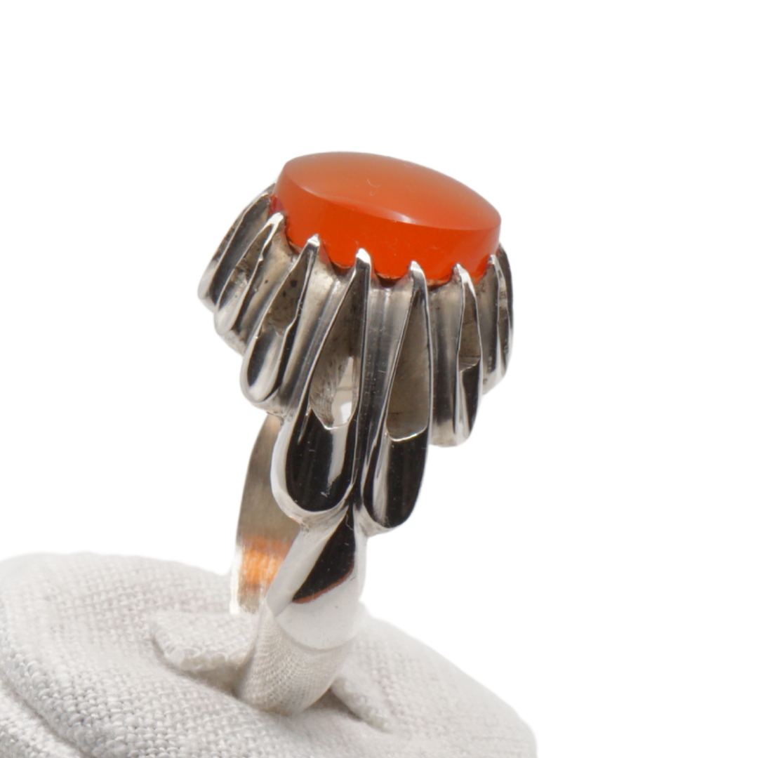 925 Silber Herren Aqeeq Ring Yamani - Jemen-Achat - Handarbeit - Massiv