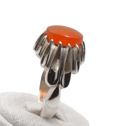 925 Silber Herren Aqeeq Ring Yamani - Jemen-Achat - Handarbeit - Massiv