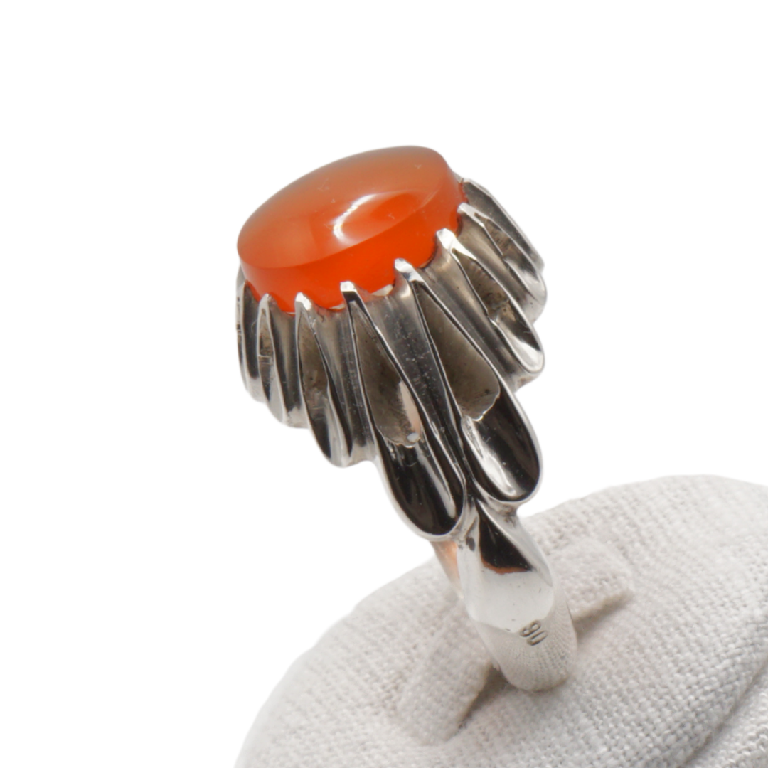 925 Silber Herren Aqeeq Ring Yamani - Jemen-Achat - Handarbeit - Massiv