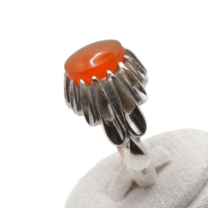 925 Silber Herren Aqeeq Ring Yamani - Jemen-Achat - Handarbeit - Massiv