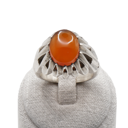 925 Silber Herren Aqeeq Ring Yamani - Jemen-Achat - Handarbeit - Massiv