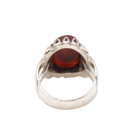 925 Silber Herren Aqeeq Ring Yamani - Jemen-Achat - Handarbeit - Massiv