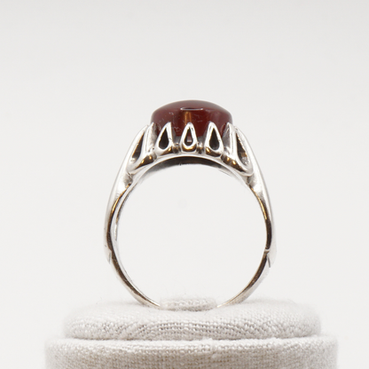 925 Silber Herren Aqeeq Ring Yamani - Jemen-Achat - Handarbeit - Massiv