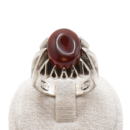 925 Silber Herren Aqeeq Ring Yamani - Jemen-Achat - Handarbeit - Massiv