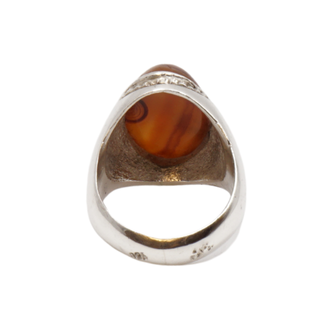 925 Silber Herren Aqeeq Ring Yamani - Jemen-Achat - Handarbeit - Massiv