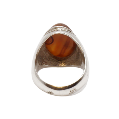 925 Silber Herren Aqeeq Ring Yamani - Jemen-Achat - Handarbeit - Massiv