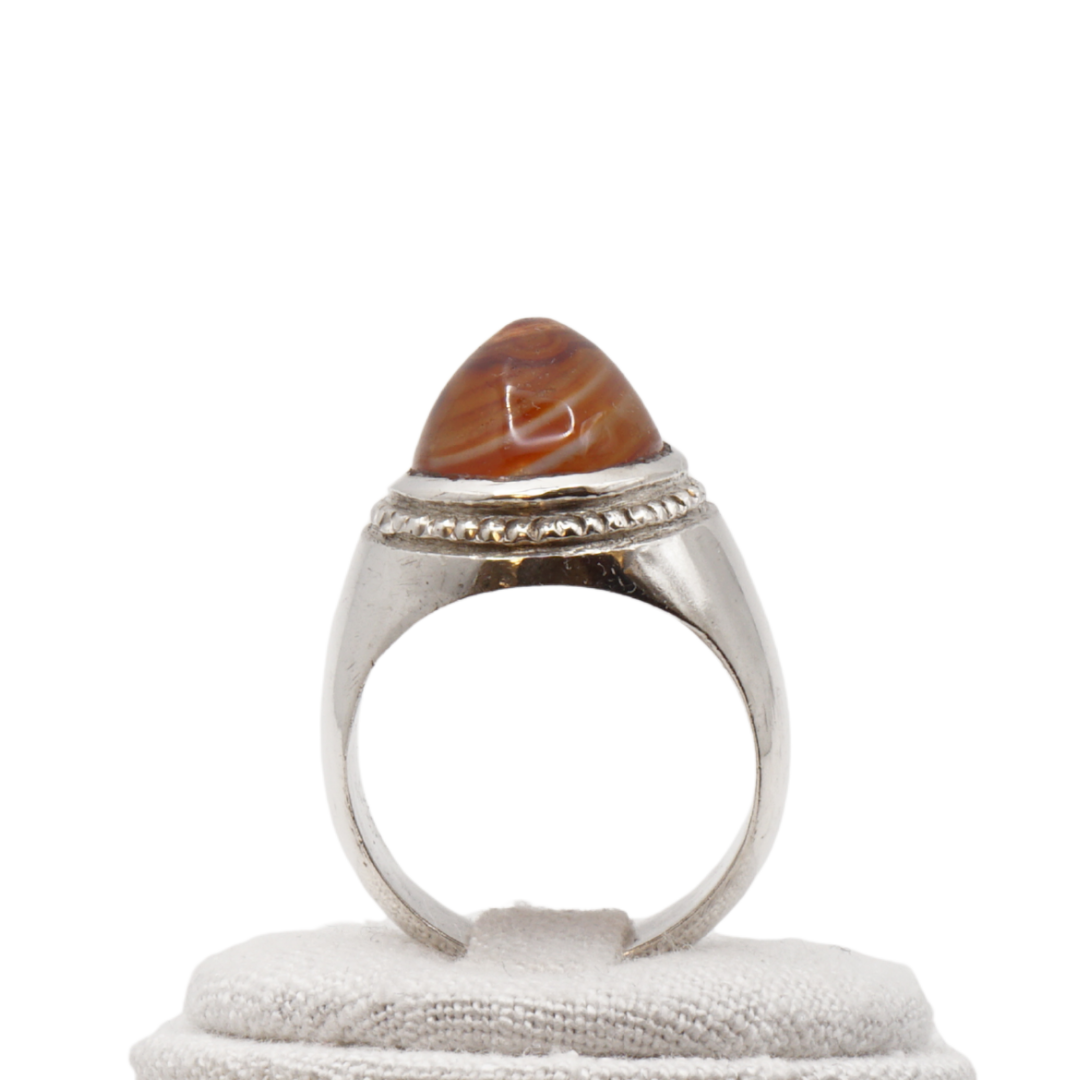 925 Silber Herren Aqeeq Ring Yamani - Jemen-Achat - Handarbeit - Massiv