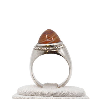 925 Silber Herren Aqeeq Ring Yamani - Jemen-Achat - Handarbeit - Massiv