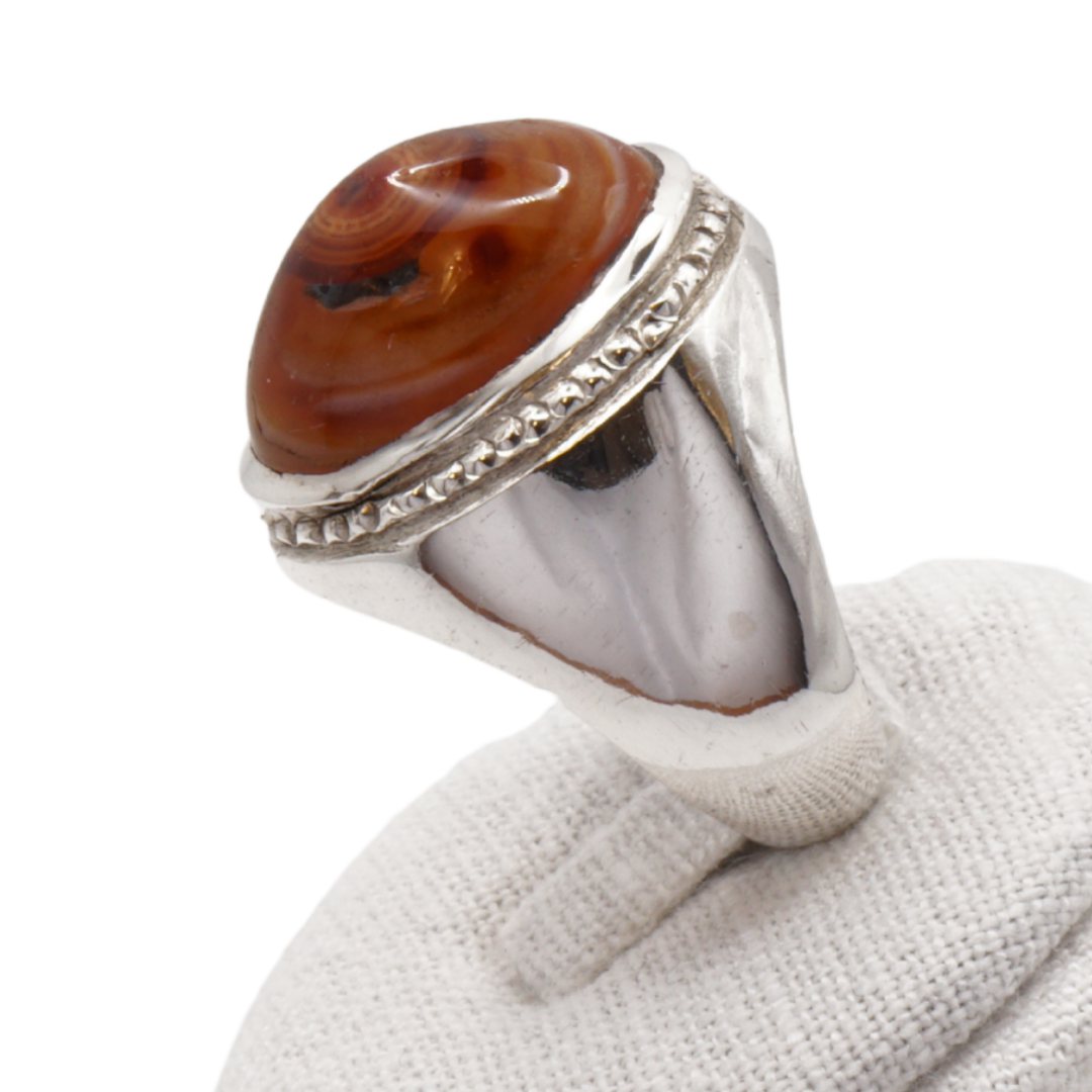 925 Silber Herren Aqeeq Ring Yamani - Jemen-Achat - Handarbeit - Massiv