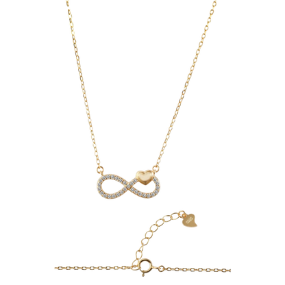 Halskette mit Anhänger Infinity mit Zirkonia, vergoldet, 42 cm "Jihan", 925/- Echt Silber