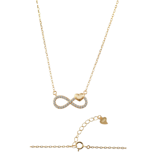 Halskette mit Anhänger Infinity mit Zirkonia, vergoldet, 42 cm "Jihan", 925/- Echt Silber