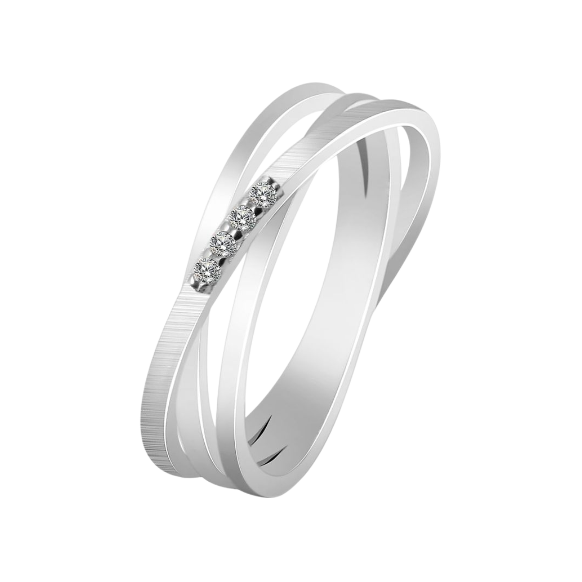 925/- Echt Silber Ring "Amy", Zirkoniabesatz, matt/poliert, 925/rhodiniert