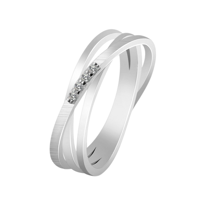 925/- Echt Silber Ring "Amy", Zirkoniabesatz, matt/poliert, 925/rhodiniert