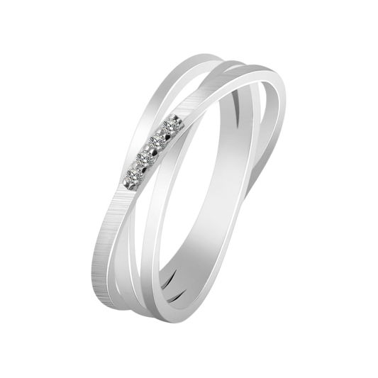 925/- Echt Silber Ring "Amy", Zirkoniabesatz, matt/poliert, 925/rhodiniert