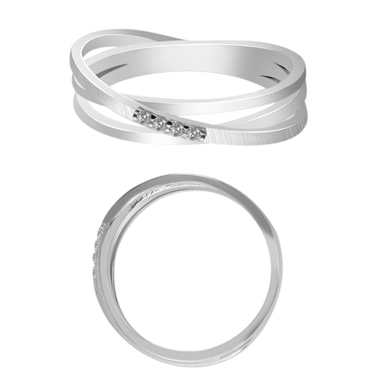 925/- Echt Silber Ring "Amy", Zirkoniabesatz, matt/poliert, 925/rhodiniert