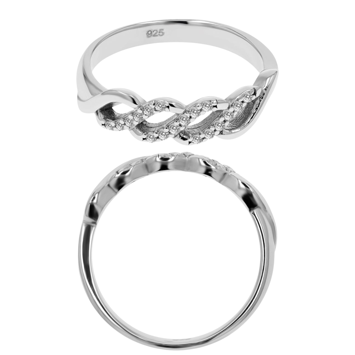 925/- Echt Silber Damenring "Prata", rhodiniert