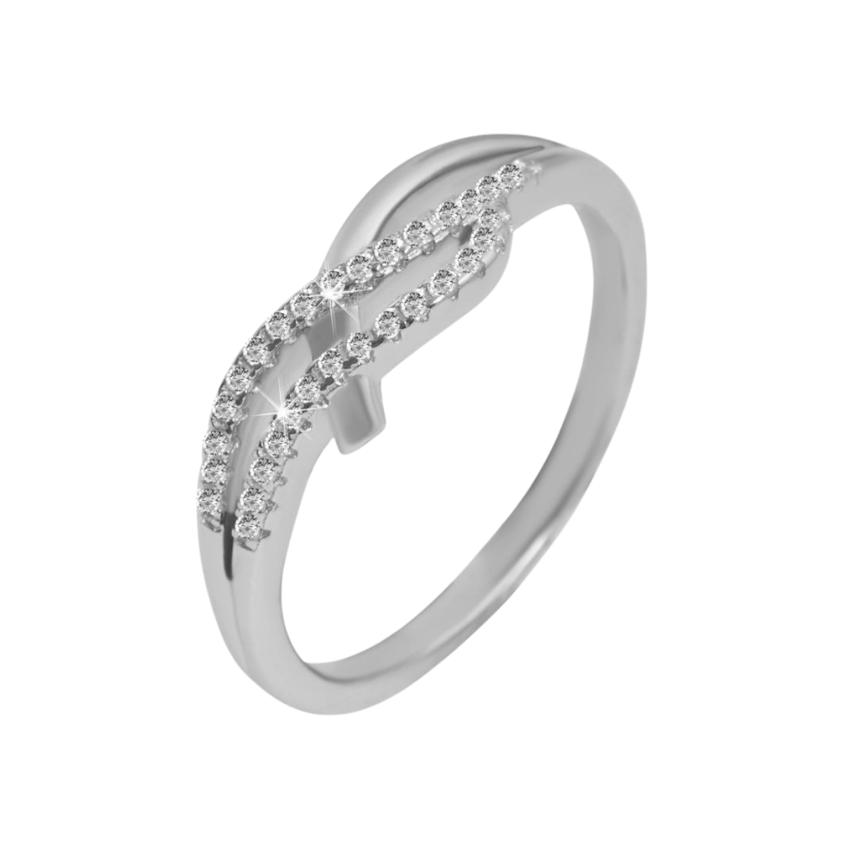 Damenring "Holde" 925/rhodiniert mit Zirkoniabesatz