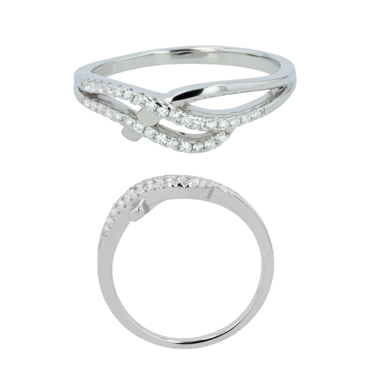 Damenring "Holde" 925/rhodiniert mit Zirkoniabesatz