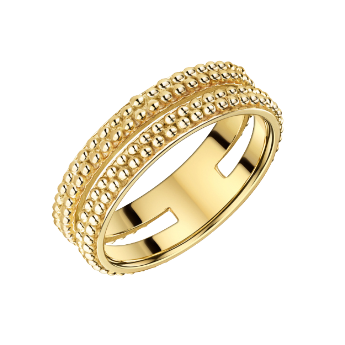 925 Silber Damenring Dots 6.6mm breit vergoldet