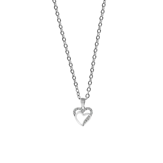 Halskette mit Herzanhänger, "Mirja" 925/rh Echt Silber