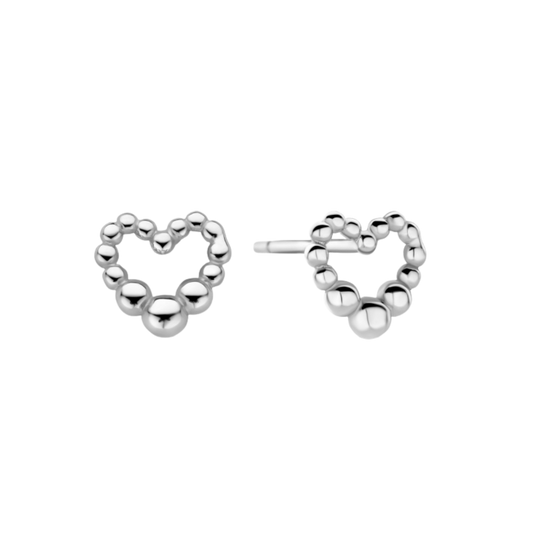 Ohrstecker Dots in Herzform Silber 925/000 rhodiniert