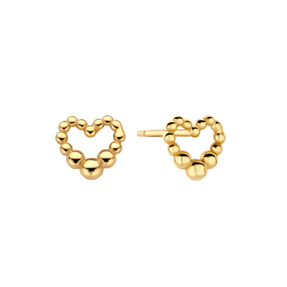 Ohrstecker Dots in Herzform Silber 925/000 vergoldet