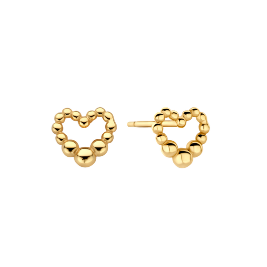 Ohrstecker Dots in Herzform Silber 925/000 vergoldet