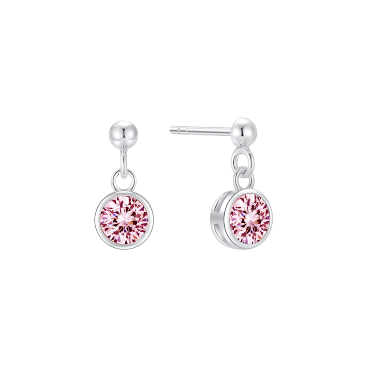 Ohrstecker mit Zirkonia pink 5mm Silber 925/000 rhodiniert