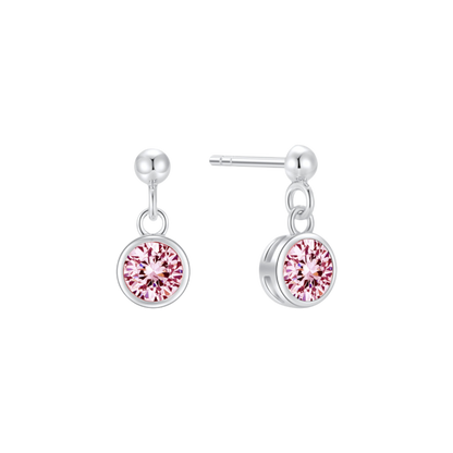 Ohrstecker mit Zirkonia pink 5mm Silber 925/000 rhodiniert