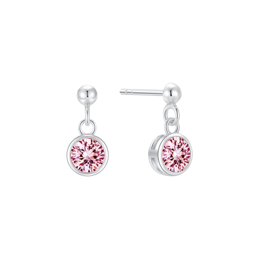 Ohrstecker mit Zirkonia pink 5mm Silber 925/000 rhodiniert