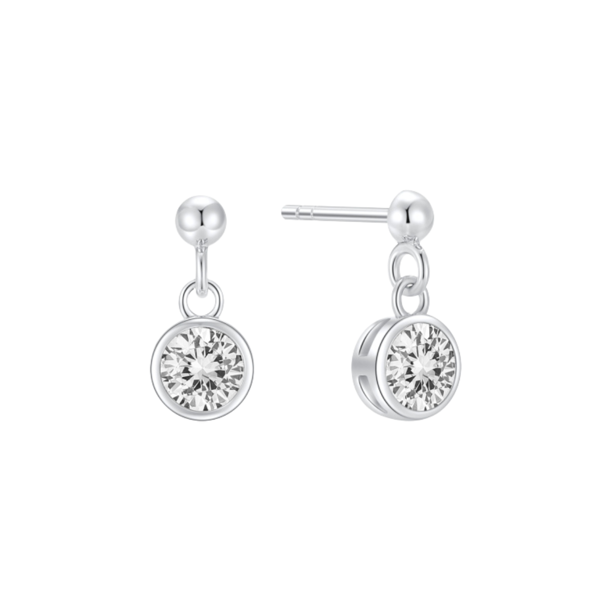 Ohrstecker mit Zirkonia weiß 5mm Silber 925/000 rhodiniert