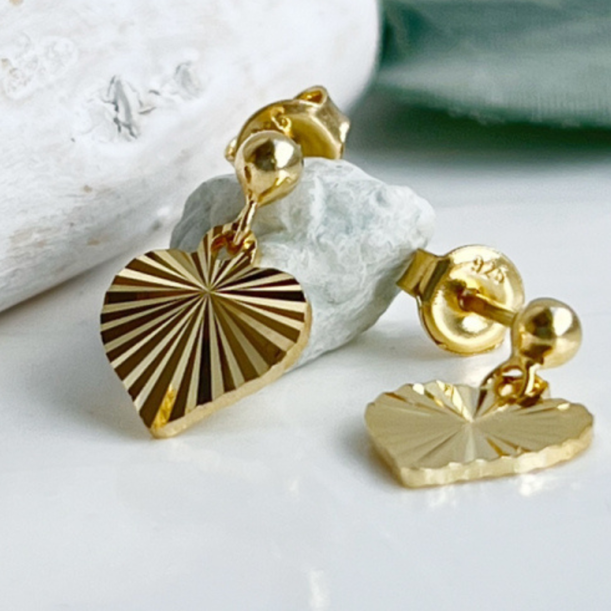 Ohrstecker Herz diamantiert Silber 925/000 vergoldet